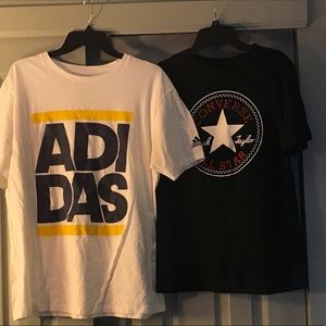 A converse and Adidas T-shirt.